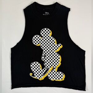 DISNEY MICKEY MOUSE Unisex Silhouette Checker Print Graphic Muscle Tank Size S